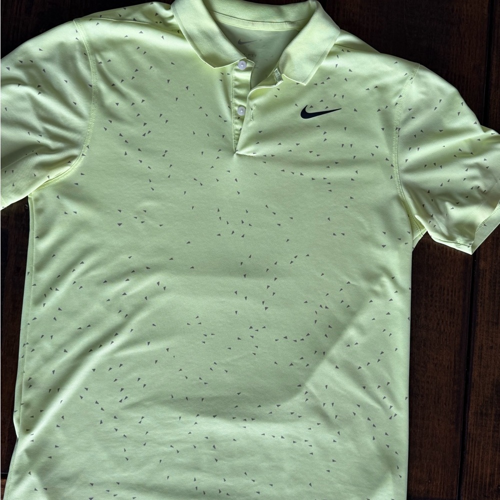 Nike Men's Light Yellow Polo with Black Accents